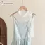 Cheenm Nữ Mùa Hè Trắng Ren Lưới Thắt Lưng Rỗng Ra Thêu Dây Xích Ôm Đầm Thanh Lịch Cao Cấp Phụ Kiện VN