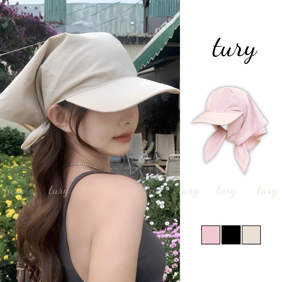 Mũ Khăn Chống Nắng Unisex Nam Nữ - Tury - Mũ Lưỡi Trai Kèm Khăn Cột Trơn Basic - MLT021