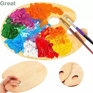 Khay Sơn TUYỆT VỜI, Bảng Sơn Hình Bầu Dục Bằng Gỗ, Vật Dụng Vẽ Chất Lượng Cao Gouache Sắc Tố Pallet
