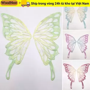 WOODNEST DIY Bướm Thêu Táo, Quà Tặng Táo May Trên Miếng Dán, Ren DIY Thủ Công Trang Trí Bướm Họa Tiết Ren Cổ