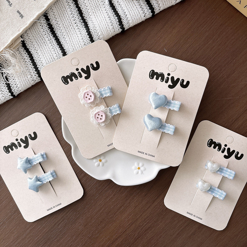 Kẹp tóc trái tim xanh ngọt ngào Cô gái Nổ Clip