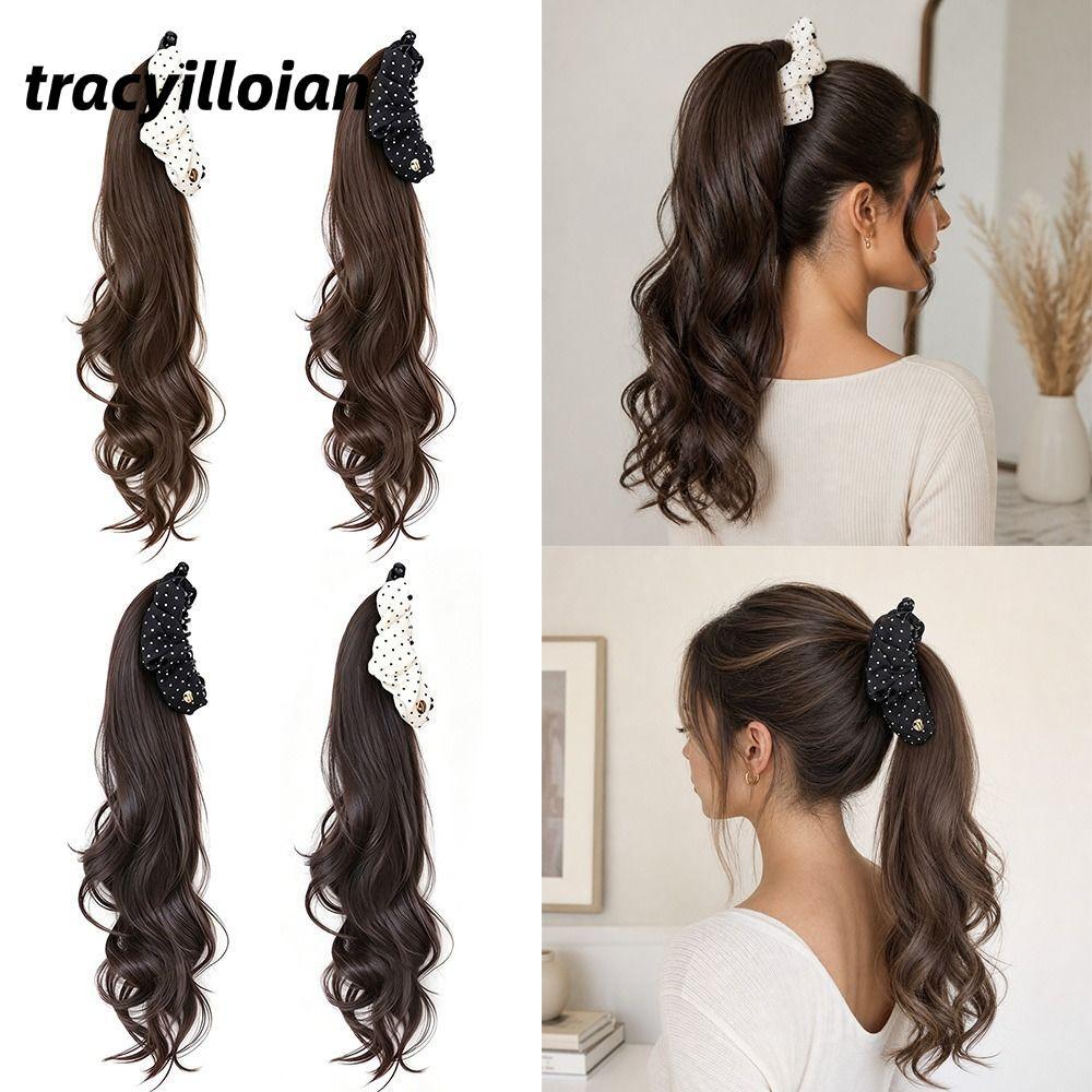 Tóc giả đuôi ngựa TRACEILLOIAN, Sóng sâu gợn sóng mạnh mẽ uốn tóc giả kẹp chuối, Thêm độ dày chấm bi xoăn tóc đuôi ngựa tổng hợp kiểu Hàn Quốc