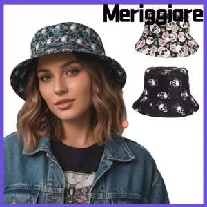 Mũ xô MERIGGIARE, Mũ ngư dân in họa tiết đầu lâu Graffiti, Mũ chống nắng Unisex nhẹ thoáng khí hợp thời trang có thể gập lại Mũ dạo phố hàng ngày