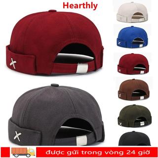 Mũ vòm cổ điển HEARTHLY, Mũ Docker không vành có thể điều chỉnh kiểu giặt, Mũ len Cotton màu trơn ngoài trời mùa đông