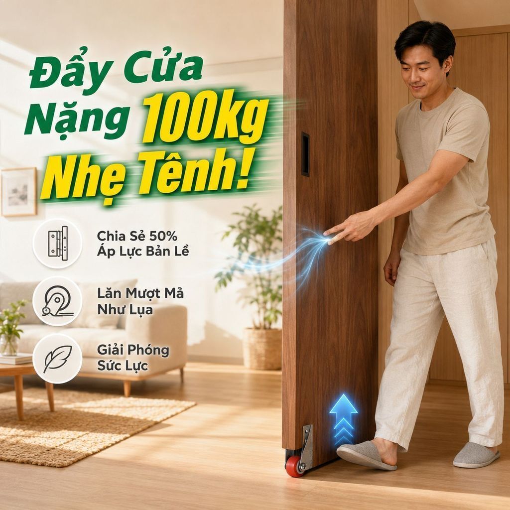 🔥Giải pháp giảm độ xệ cửa - Con lăn đỡ cửa trượt / Con lăn siêu êm / Xoay đa hướng - 360° | Con lăn ray cửa trượt