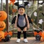 Trẻ Sơ Sinh Bé Trai Halloween Bát Trang Phục Sang Trọng Cổ Tròn Không Tay Cánh Dơi Trang Trí Áo Liền Quần Mũ Và Vớ Bộ