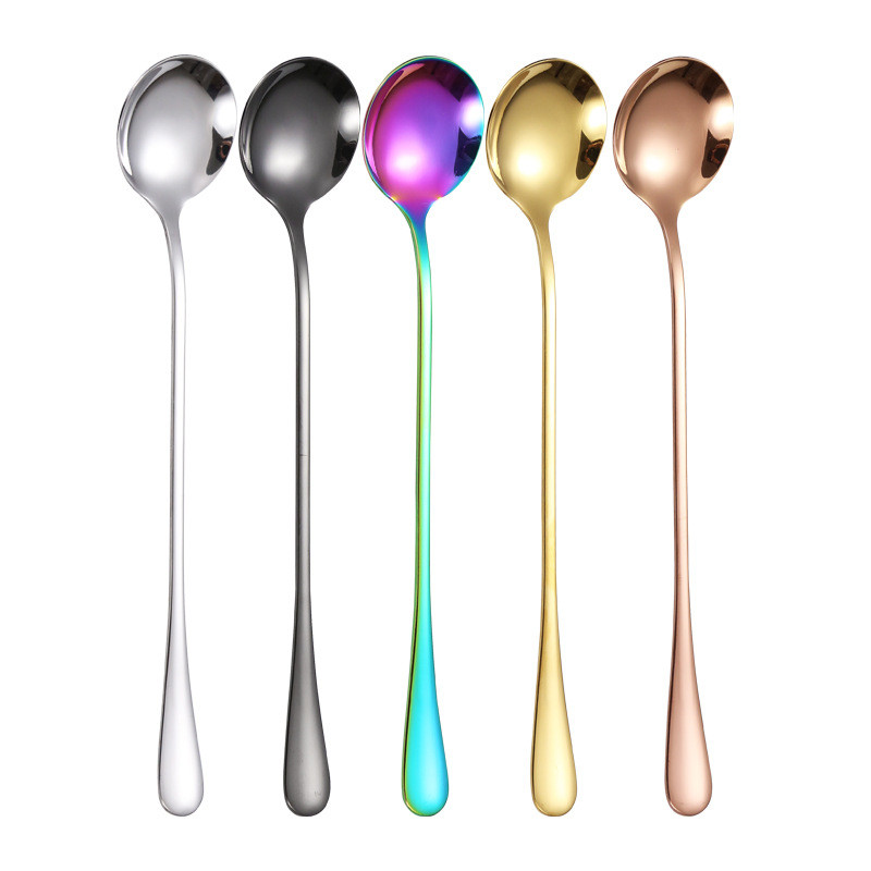 Thìa Khuấy Inox 1010 Thìa Đá Tay Cầm Dài Thìa Tráng Miệng Giá Trị Cao Thìa Kem Tròn Thìa Cà Phê U4RD