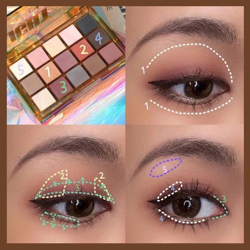 Bảng phấn mắt UCANBE 15 ô nhiều tone màu nghệ thuật trang điểm makeup lên màu mịn lâu trôi ASHU