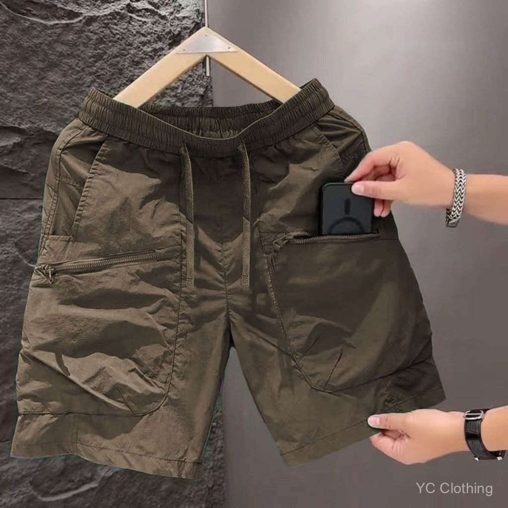 Quần short bảo hộ lao động bằng lụa băng phong cách Nhật Bản, dáng rộng và sành điệu, hợp thời trang trên Instagram, quần short thể thao mùa hè thoáng khí thông thường đa năng XQEB