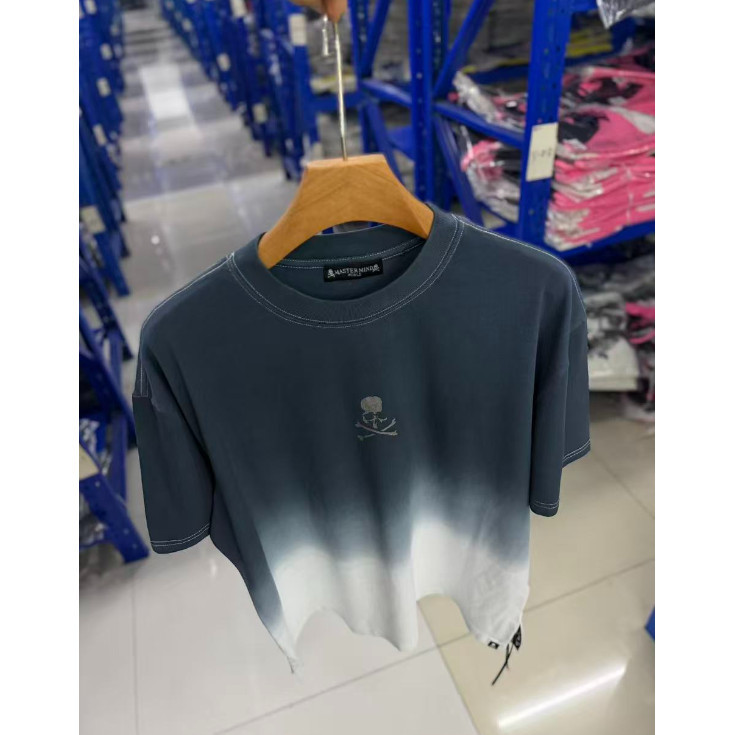 Chất Lượng Cao Rời Cổ Tròn Top Thường Ngày Phù Hợp Với Phong Cách Đường Phố Gradient Tie-Dye Đầu Lâu In Hình Áo Thun