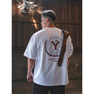 Hàng sẵn có Tay Ngắn Y Tấm Sắt In Hình Thể Thao Và Thể Dục Châu Âu Và Châu Mỹ Unisex Rời Cổ Tròn Mới Áo Thun