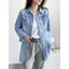 Áo sơ mi Denim dài vừa phải mùa xuân thu phiên bản Hàn Quốc Thiết kế dáng rộng Niche Áo sơ mi dài tay
