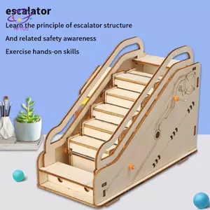 Bộ thí nghiệm khoa học thang cuốn bằng gỗ HFTOY 3D DIY Thí nghiệm khoa học Đồ chơi giáo dục Học sinh Trường học Vật lý Thiết bị vật lý ~