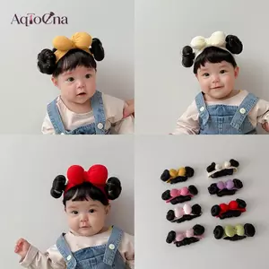 AqToCna Thời Trang Dễ Thương Cho Bé Trẻ Em Tóc Giả Trẻ Em Bé Gái Nơ Tóc Giả Băng Đô Quấn Tóc Sơ Sinh Tập Đi Tóc Giả Mũ Tóc Giả Cosplay Mũ nón AqToCna