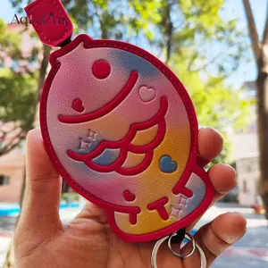 AqToCna Dễ Thương Di Động Kéo Ra Da PU Chìa Khóa Loại Kéo Nhà Thơ Chìa Khóa Móc Khóa Da Hoạt Hình Taiyaki Chìa Khóa Bảo Vệ AqToCna