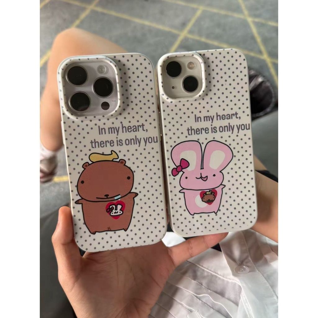 Ốp lưng vẽ hình chú thỏ nhỏ kiểu trừu tượng cho iPhone 17/15 Pro/14/13