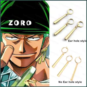 SQ 3 Cái / bộ Một Mảnh Roronoa Zoro Cùng Phong Cách Bông Tai Nam Cá Tính Trang Sức Không Lỗ Tai Kẹp Tai Vàng Móc Tai