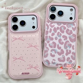 Ins Pink Bow Pink Leopard In Hình Ốp Lưng Điện Thoại iPhone 17 16 15 14 13 12 11 Pro Max X Xr Xs Max 7 8 Plus SE2020