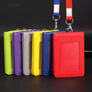 DELMER Đựng Thẻ Có Dây Buộc Văn Phòng Đồ Dùng Học Tập Ví Đựng Tiền Xu Da PU Thời Trang Có Thể Gập Lại Nữ Thẻ Xe Buýt