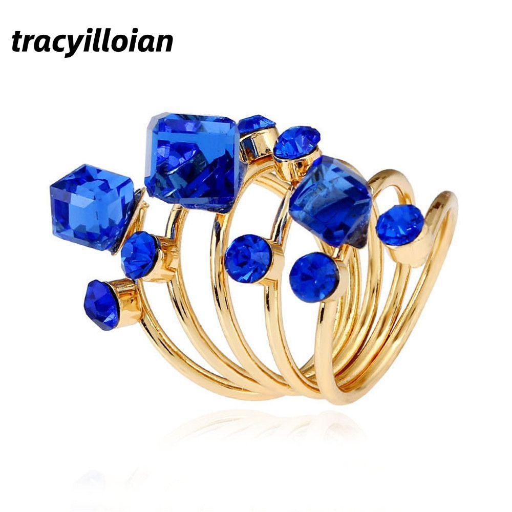 TRACEILLOIAN Nhẫn Cổ Đảng Tặng Punk Vintage Kim Cương Giả Cho Nữ