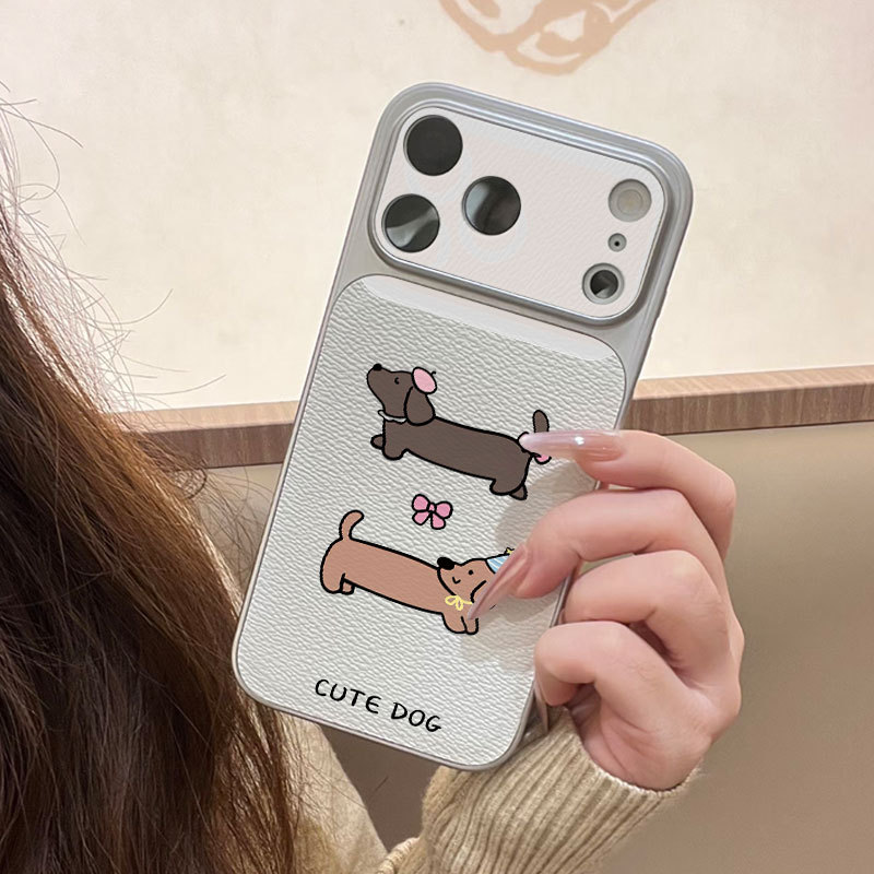 Ốp lưng iPhone mạ điện họa tiết da cho iP 17 16 15 14 13 12 11 Pro Max Plus Xr Xs Max họa tiết xúc xích