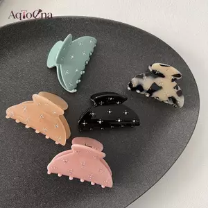 AqToCna Fahsion Đơn Giản Sáng Bóng Zircon Móng Vuốt Tóc Cho Nữ Pháp Nhỏ Đuôi Ngựa Kẹp Tóc Tính Khí Thanh Lịch Phù Hợp Với Phụ Kiện Tóc AqToCna