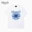 Áo thun 100% cotton xanh in hoa retro cổ tròn unisex phong cách Hàn Quốc