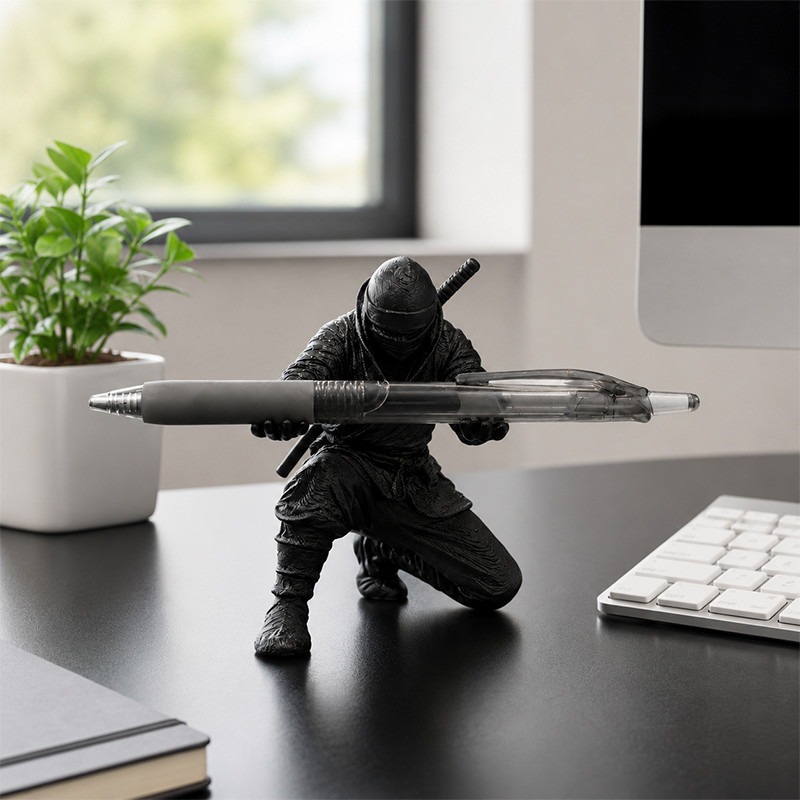 ✨Homie✨Tượng Ninja 3D cầm bút – Giá đỡ bút trang trí bàn học/bàn làm việc
