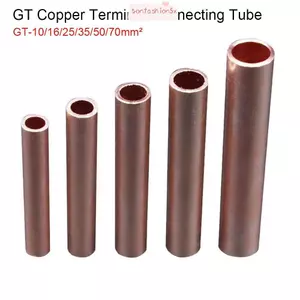 ITRUMPET 1 Chiếc GT Đồng Thiết Bị Đầu Cuối Ống Kết Nối, Lỗ Đi Qua Ferrule Lug Dây Mũi Thiết Bị Đầu Cuối Uốn, GT-10 / 16 / 25 / 35 / 50 / 70 / 95 / 120mm2 Đồng Bu Lông Lỗ GT Tay Ống Hàn