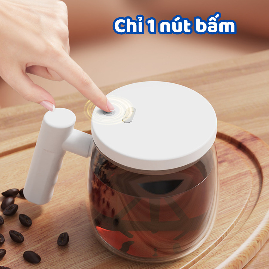 Cốc Khuấy Cà Phê Tự Động HomeMate 400ml Sạc USB, Ly Khuấy Điện Tự Động Pha Cà Phê, Sữa, Matcha Tiện Lợi
