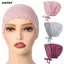 Mũ Hijab SMILE, Mũ dây đeo đàn hồi màu trơn, Mũ đội đầu ren đa năng Vải mềm dành cho nữ