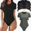Bộ đồ liền thân PYCOU Bodycon, Áo liền mạch Slim Fit Skinny Rompers, Áo liền quần ngắn tay co giãn cổ chữ O dành cho nữ Body Top Jumpsuit Club Wear