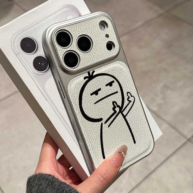 Ốp lưng iPhone họa tiết da mạ biểu tượng cảm xúc iPhone 17 16 15 14 13 12 11 Pro Max Plus Max