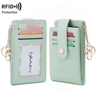 Thời Trang Nhỏ Di Động Bi-Fold Đựng Thẻ Có Móc Khóa Chống Trộm Swipe Nhiều Thẻ Ví Đa Năng Ví Nữ