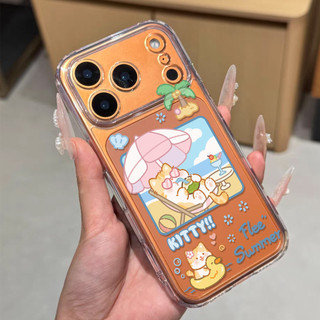 Mèo Kỳ Nghỉ Hè ỐP đIệN ThoạI Cho IPhone 17 16PRO 15Plus 14 13 12 11 Promax XR XSMAX ốP Silicon TPU MềM Trong SuốT