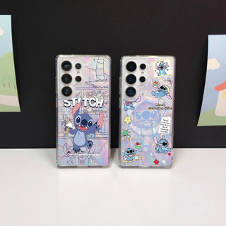 Dành Cho Samsung s26 Ultra S25 FE S25 Ultra Ốp Lưng S24 Ultra S24 FE Hoạt Hình Dễ Thương A56 17 16 15 14 13 12 pro max Từ S23 Siêu Cứng gợn Sóng Trong Suốt Stitch Xanh