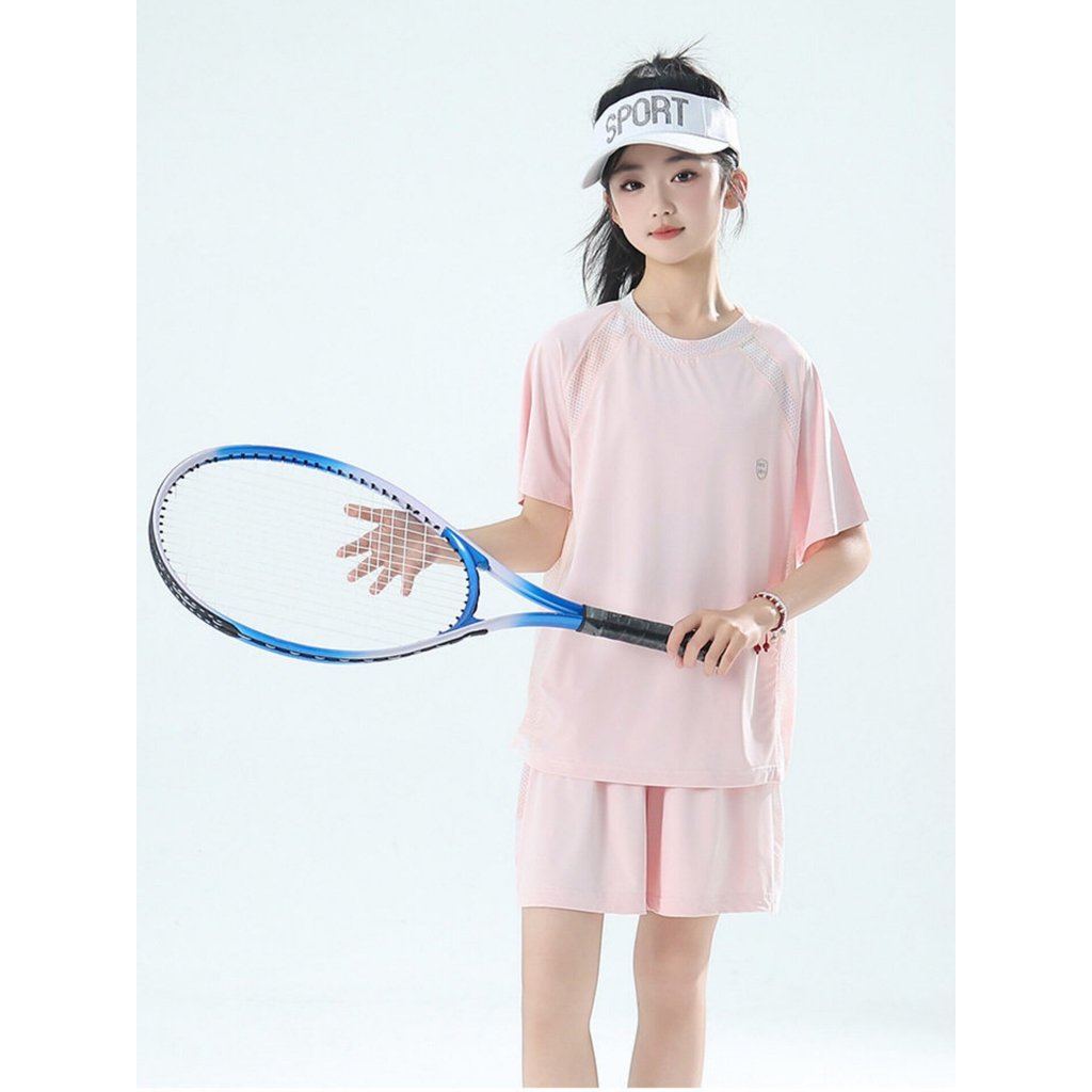 🔥Bộ đồ cho bé gái lớn Bé Gái Nhanh Khô Bộ Đồ Thể Thao Mùa Hè Trẻ Em Quần Short Tay Ngắn Mùa Hè Bé Gái Chạy Bộ Quần Áo Huấn Luyện Cầu Lông Jersey Cha Mẹ-Con