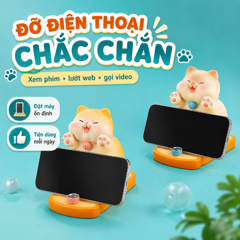 Giá Đỡ Mèo Thần Tài – 3 Mẫu, Để Bàn Gác Điện Thoại, Trang Trí Bàn Học & Giảm Căng Thẳng