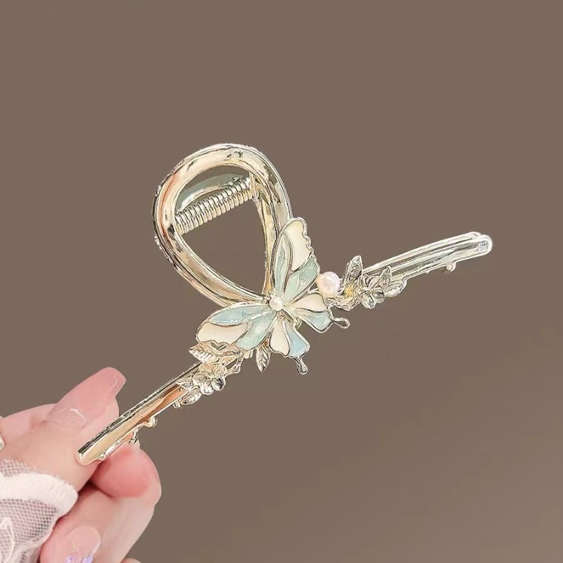 MAUROPOLI Mới Phong Cách Trung Hoa Bướm Kẹp Nữ Mùa Hè Cao Cấp Cá Mập Kẹp Phong Cách Mới Lớn Đầu Đĩa Tóc Mũ Đội Đầu
