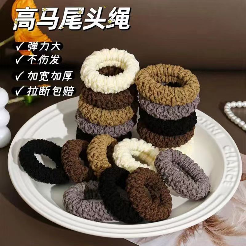 Đậm Dày Dày Đàn Hồi Cao Nhẫn Màu Sắc Liền Mạch Tóc Đuôi Ngựa Đầu Dây Buộc Tóc Dây Không Làm Tổn Thương Tóc Dây Cao Su Nữ W9CD