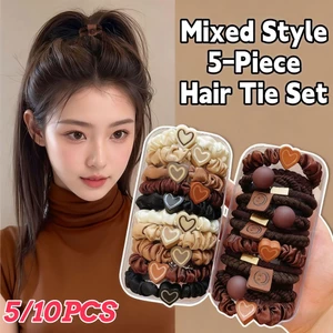 Bộ dây buộc tóc phong cách hỗn hợp 5 / 10 mới Thiết kế trái tim và nụ cười Scrunchies