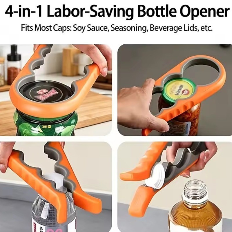 [GUUDUU] Dụng cụ mở hộp đa chức năng 4 trong 1 - Mở hộp chống trượt hình học sóng - Tiện ích đồ dùng nhà bếp - Dụng cụ mở nắp chai gia đình - Nắp nắp chai Twister / Giao hàng miễn phí