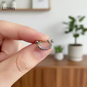 LUImo Phụ Kiện Trang Sức CZ Bông Tai Xuyên Trang Sức Đảng Khuyên Bông Tai Màu Bạc Mặc Hàng Ngày SBS