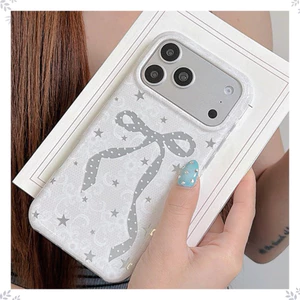 Ốp Cho iPhone 17PM 16 Pro Max 15 Vintage Chấm Bi Họa Tiết Nơ Rỗng Ra Trắng IMD Craft Chống Sốc TPU Mềm Chống Trầy Xước Chống Bụi Bẩn Vỏ Điện Thoại