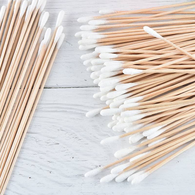 KUZHEN 100 chiếc tăm bông y tế 6 '' tay cầm bằng gỗ chắc chắn bông bôi tăm q-tip HOT
