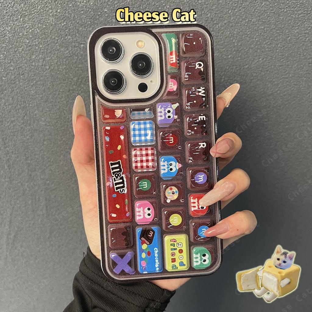 Ốp Điện Thoại Bàn Phím 3D Chocolate Bean Cho iPhone 15 13 14 11 12 16 17 Pro Max Giảm Căng Thẳng Vỏ Điện Thoại