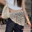 Váy buộc ren nữ quấn hông không đều Khăn quàng cổ dệt kim eo Boho Tạp dề Váy cho quần legging