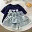 AWNGD Bé Gái Quần Short Denim, Thiết Kế Nơ Quần Short Mùa Hè Nhiều Lớp, Thắt Lưng Co Giãn Viền Ren Thời Trang Nữ Thanh Lịch Tầng Váy Phong Cách Hàn Quốc