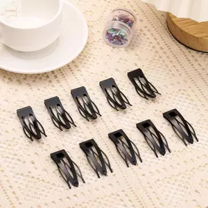 AWNGD 2 Kẹp Tóc BB, Barrettes Tóc Ba Răng Kim Loại, Đen Mờ Chống Trơn Trượt Mạnh Mờ Giữ Bobby Chân Nữ Bé Gái