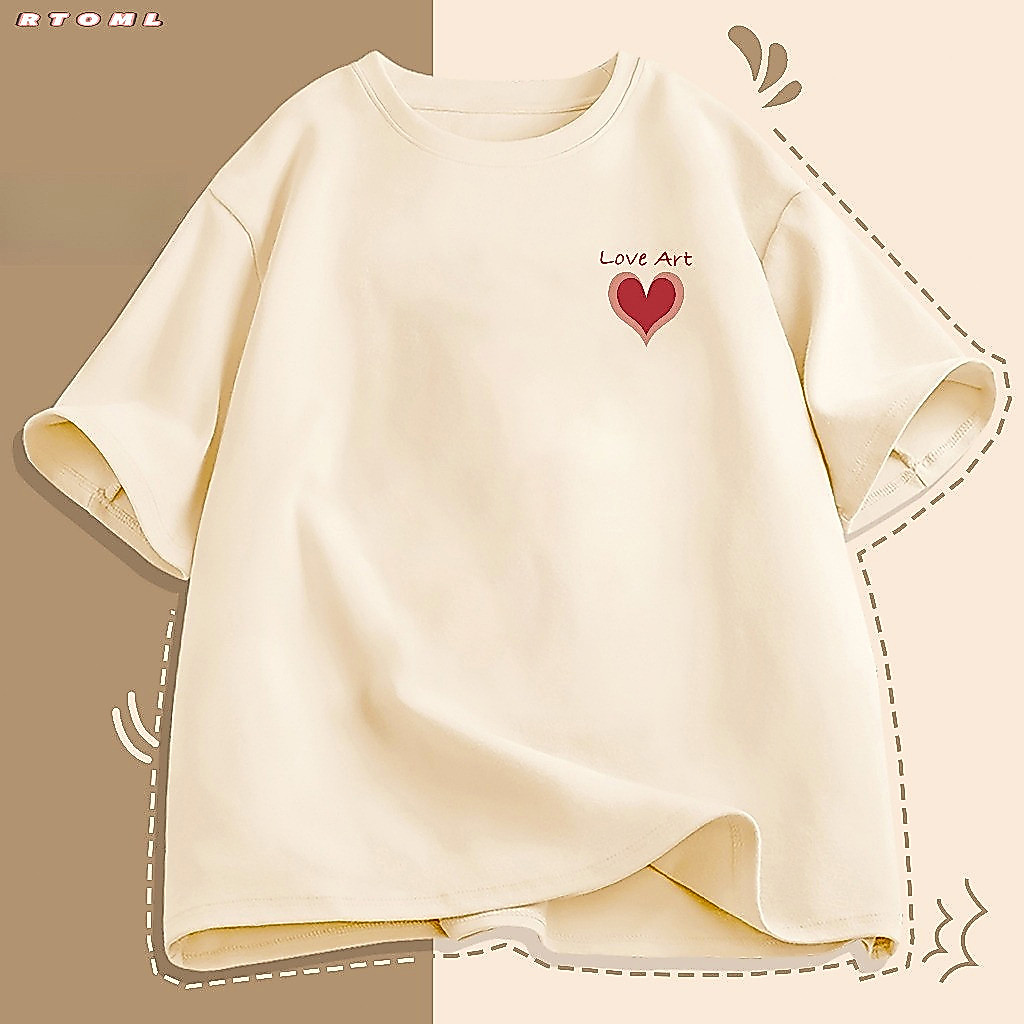 （Giao hàng 24h）Angela áo thun nữ form rộng Những bản in nhỏ dễ thương local brand Bông chất lượng cao 220gsm